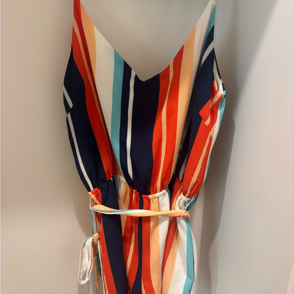 Lulu's Red and Orange Striped One Piece Swimsuit
